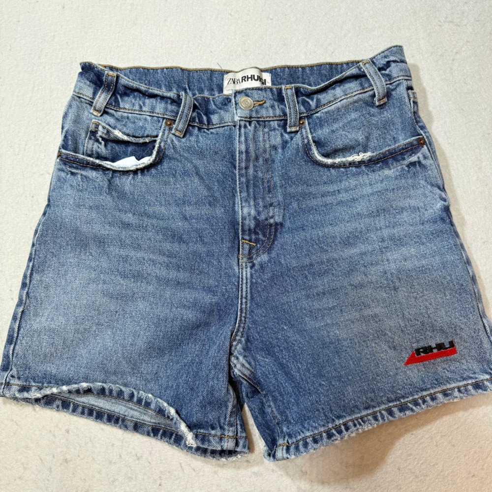 Zara x Rhuigi Womens Denim Shorts Mid Rise 100% Cotton Sz30 Vintage Collab
